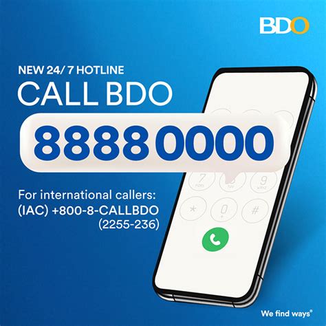 bdo hotlinr|bdo customer service number international.